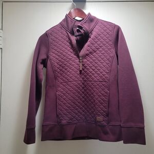 L.L. Bean Burgundy Quilted Quarter-Zip Sweater